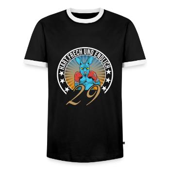 29. Geburtstag - Männer Kontrast-T-Shirt - Schwarz/Weiß - Vorne - AI Model Female 172 light (172cm) & AI Model Male 178 light (178cm)