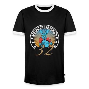 32. Geburtstag - Männer Kontrast-T-Shirt - Schwarz/Weiß - Vorne - AI Model Female 172 light (172cm) & AI Model Male 178 light (178cm)