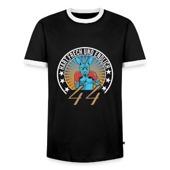 44. Geburtstag - Männer Kontrast-T-Shirt - Schwarz/Weiß - Vorne - AI Model Female 172 light (172cm) & AI Model Male 178 light (178cm)