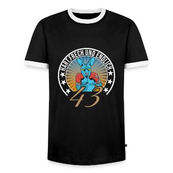43. Geburtstag - Männer Kontrast-T-Shirt - Schwarz/Weiß - Vorne - AI Model Female 172 light (172cm) & AI Model Male 178 light (178cm)