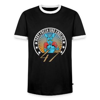 47. Geburtstag - Männer Kontrast-T-Shirt - Schwarz/Weiß - Vorne - AI Model Female 172 light (172cm) & AI Model Male 178 light (178cm)