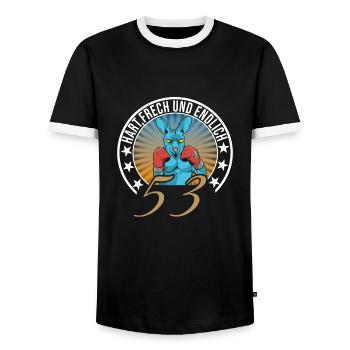 53. Geburtstag - Männer Kontrast-T-Shirt - Schwarz/Weiß - Vorne - AI Model Female 172 light (172cm) & AI Model Male 178 light (178cm)