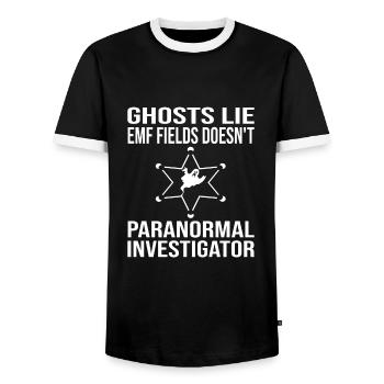 Chasseurs de fantômes - T-shirt contrasté Homme - noir/blanc - Devant - AI Model Female 172 light (172cm) & AI Model Male 178 light (178cm)