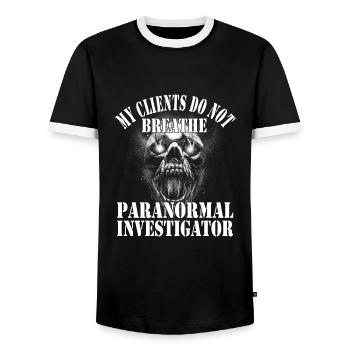 Chasseurs de fantômes - T-shirt contrasté Homme - noir/blanc - Devant - AI Model Female 172 light (172cm) & AI Model Male 178 light (178cm)