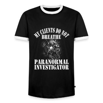 Chasseurs de fantômes - T-shirt contrasté Homme - noir/blanc - Devant - AI Model Female 172 light (172cm) & AI Model Male 178 light (178cm)