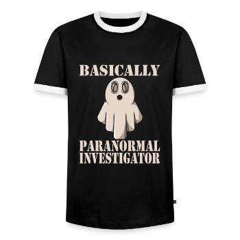 Chasseurs de fantômes - T-shirt contrasté Homme - noir/blanc - Devant - AI Model Female 172 light (172cm) & AI Model Male 178 light (178cm)