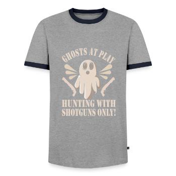 Ghost Hunters - Men's Ringer Shirt - grey/navy  - Front - AI Model Female 172 light (172cm) & AI Model Male 178 light (178cm)