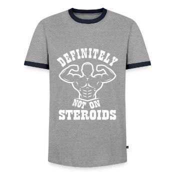 Culturisme - T-shirt contrasté Homme - gris/marine  - Devant - AI Model Female 172 light (172cm) & AI Model Male 178 light (178cm)