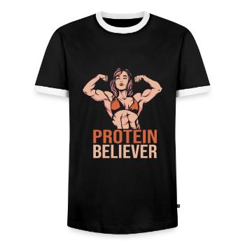 Culturisme - T-shirt contrasté Homme - noir/blanc - Devant - AI Model Female 172 light (172cm) & AI Model Male 178 light (178cm)