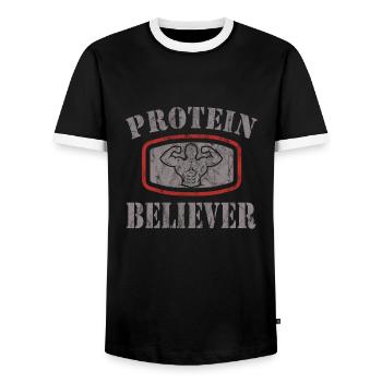 Culturisme - T-shirt contrasté Homme - noir/blanc - Devant - AI Model Female 172 light (172cm) & AI Model Male 178 light (178cm)