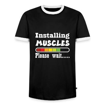 Culturisme - T-shirt contrasté Homme - noir/blanc - Devant - AI Model Female 172 light (172cm) & AI Model Male 178 light (178cm)