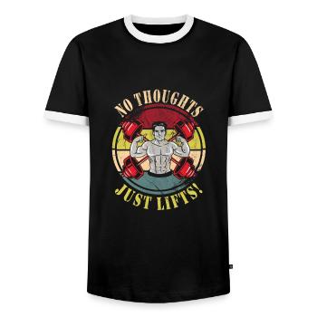 Culturisme - T-shirt contrasté Homme - noir/blanc - Devant - AI Model Female 172 light (172cm) & AI Model Male 178 light (178cm)