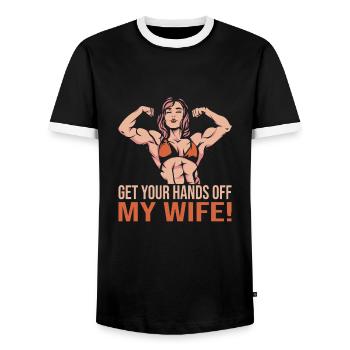 Culturisme - T-shirt contrasté Homme - noir/blanc - Devant - AI Model Female 172 light (172cm) & AI Model Male 178 light (178cm)