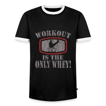 Circuit training - Men's Ringer Shirt - black/white - Front - AI Model Female 172 light (172cm) & AI Model Male 178 light (178cm)