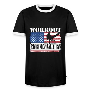Circuit training - Men's Ringer Shirt - black/white - Front - AI Model Female 172 light (172cm) & AI Model Male 178 light (178cm)