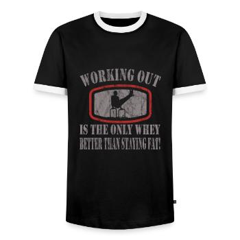 Circuit training - Men's Ringer Shirt - black/white - Front - AI Model Female 172 light (172cm) & AI Model Male 178 light (178cm)
