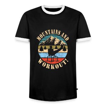 Circuit training - Men's Ringer Shirt - black/white - Front - AI Model Female 172 light (172cm) & AI Model Male 178 light (178cm)