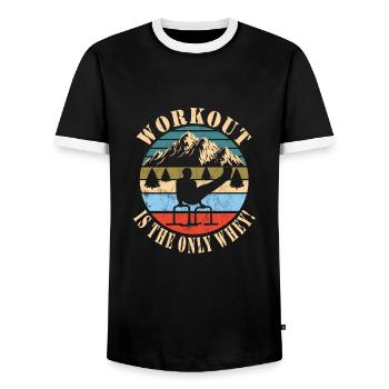 Circuit training - Men's Ringer Shirt - black/white - Front - AI Model Female 172 light (172cm) & AI Model Male 178 light (178cm)