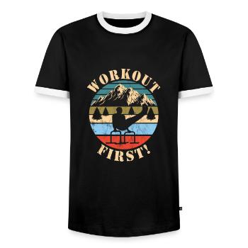 Circuit training - Men's Ringer Shirt - black/white - Front - AI Model Female 172 light (172cm) & AI Model Male 178 light (178cm)