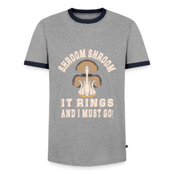 Mushroom picking - Men's Ringer Shirt - grey/navy  - Front - AI Model Female 172 light (172cm) & AI Model Male 178 light (178cm)