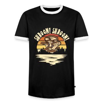 Mushroom picking - Men's Ringer Shirt - black/white - Front - AI Model Female 172 light (172cm) & AI Model Male 178 light (178cm)