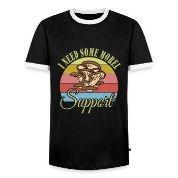Mushroom picking - Men's Ringer Shirt - black/white - Front - AI Model Female 172 light (172cm) & AI Model Male 178 light (178cm)