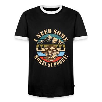 Mushroom picking - Men's Ringer Shirt - black/white - Front - AI Model Female 172 light (172cm) & AI Model Male 178 light (178cm)