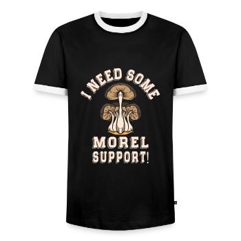 Mushroom picking - Men's Ringer Shirt - black/white - Front - AI Model Female 172 light (172cm) & AI Model Male 178 light (178cm)