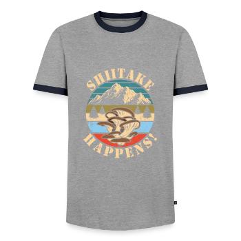 Mushroom picking - Men's Ringer Shirt - grey/navy  - Front - AI Model Female 172 light (172cm) & AI Model Male 178 light (178cm)