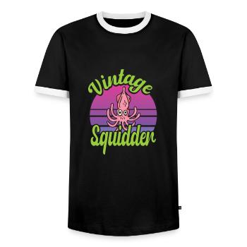 Octopus - Men's Ringer Shirt - black/white - Front - AI Model Female 172 light (172cm) & AI Model Male 178 light (178cm)