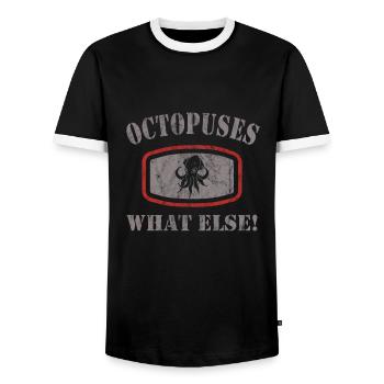 Octopus - Men's Ringer Shirt - black/white - Front - AI Model Female 172 light (172cm) & AI Model Male 178 light (178cm)