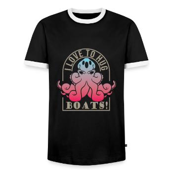 Octopus - Men's Ringer Shirt - black/white - Front - AI Model Female 172 light (172cm) & AI Model Male 178 light (178cm)