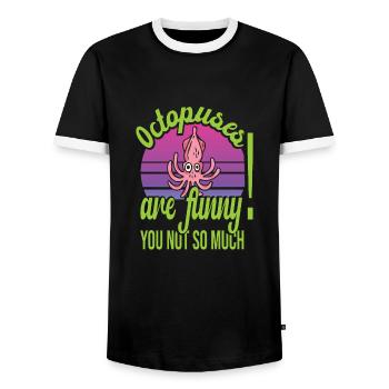 Octopus - Men's Ringer Shirt - black/white - Front - AI Model Female 172 light (172cm) & AI Model Male 178 light (178cm)