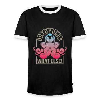 Octopus - Men's Ringer Shirt - black/white - Front - AI Model Female 172 light (172cm) & AI Model Male 178 light (178cm)