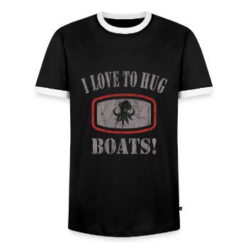 Octopus - Men's Ringer Shirt - black/white - Front - AI Model Female 172 light (172cm) & AI Model Male 178 light (178cm)