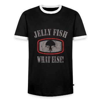 Jelly Whisperer - Men's Ringer Shirt - black/white - Front - AI Model Female 172 light (172cm) & AI Model Male 178 light (178cm)