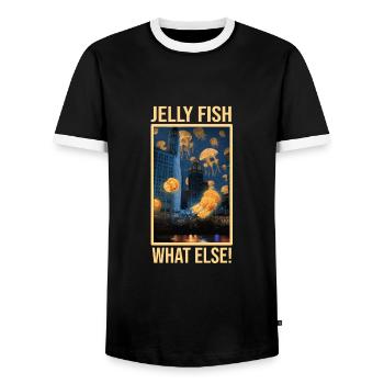 Jelly Whisperer - Men's Ringer Shirt - black/white - Front - AI Model Female 172 light (172cm) & AI Model Male 178 light (178cm)