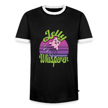 Jelly Whisperer - Men's Ringer Shirt - black/white - Front - AI Model Female 172 light (172cm) & AI Model Male 178 light (178cm)
