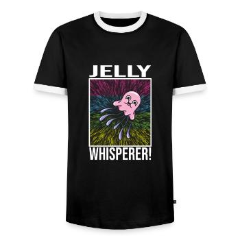 Jelly Whisperer - Men's Ringer Shirt - black/white - Front - AI Model Female 172 light (172cm) & AI Model Male 178 light (178cm)
