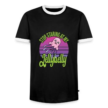 Jelly Whisperer - Men's Ringer Shirt - black/white - Front - AI Model Female 172 light (172cm) & AI Model Male 178 light (178cm)