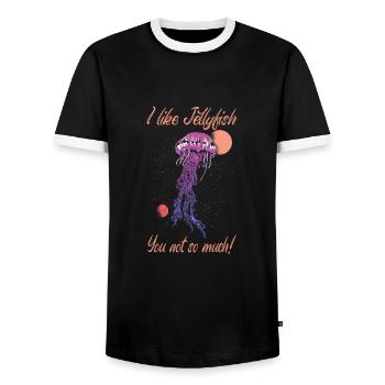 Jelly Whisperer - Men's Ringer Shirt - black/white - Front - AI Model Female 172 light (172cm) & AI Model Male 178 light (178cm)