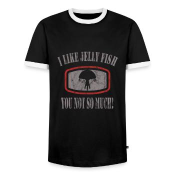 Jelly Whisperer - Men's Ringer Shirt - black/white - Front - AI Model Female 172 light (172cm) & AI Model Male 178 light (178cm)