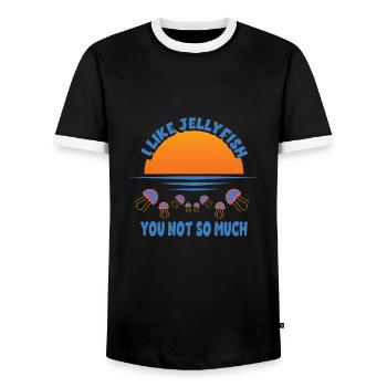 Jelly Whisperer - Men's Ringer Shirt - black/white - Front - AI Model Female 172 light (172cm) & AI Model Male 178 light (178cm)