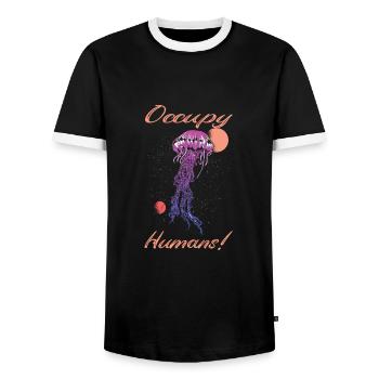 Jelly Whisperer - Men's Ringer Shirt - black/white - Front - AI Model Female 172 light (172cm) & AI Model Male 178 light (178cm)