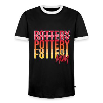 Make pottery - Men's Ringer Shirt - black/white - Front - AI Model Female 172 light (172cm) & AI Model Male 178 light (178cm)