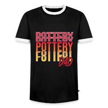 Make pottery - Men's Ringer Shirt - black/white - Front - AI Model Female 172 light (172cm) & AI Model Male 178 light (178cm)