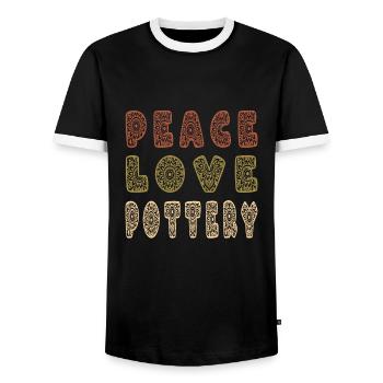 Make pottery - Men's Ringer Shirt - black/white - Front - AI Model Female 172 light (172cm) & AI Model Male 178 light (178cm)