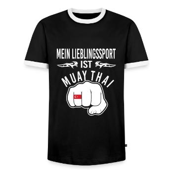 Muay Thai Boxen Türkei - Männer Kontrast-T-Shirt - Schwarz/Weiß - Vorne - AI Model Female 172 light (172cm) & AI Model Male 178 light (178cm)