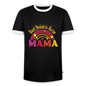 Infirmière pour enfants - T-shirt contrasté Homme - noir/blanc - Devant - AI Model Female 172 light (172cm) & AI Model Male 178 light (178cm)