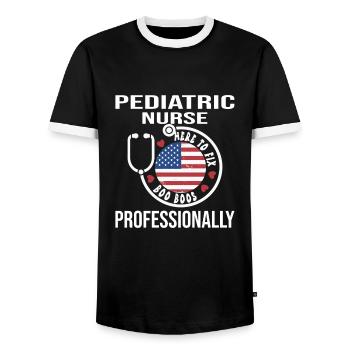 Infirmière pour enfants - T-shirt contrasté Homme - noir/blanc - Devant - AI Model Female 172 light (172cm) & AI Model Male 178 light (178cm)